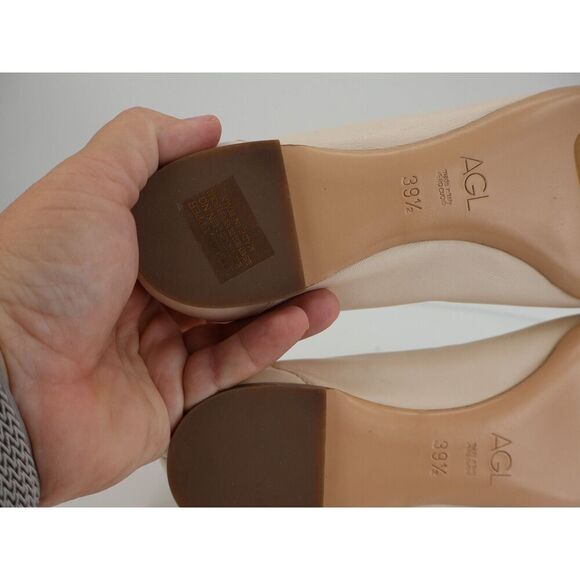 AGL Womens Monika Ballet Flat Size 39.5 9.5 Ivory Leather Cap Toe Dress Shoe - Picture 8 of 13